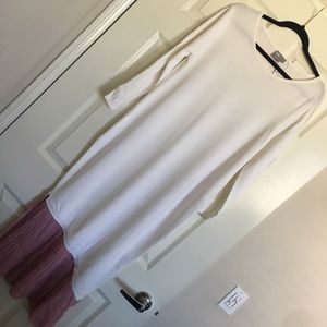 ASOS White & Pink Pleated Trimmed Dress